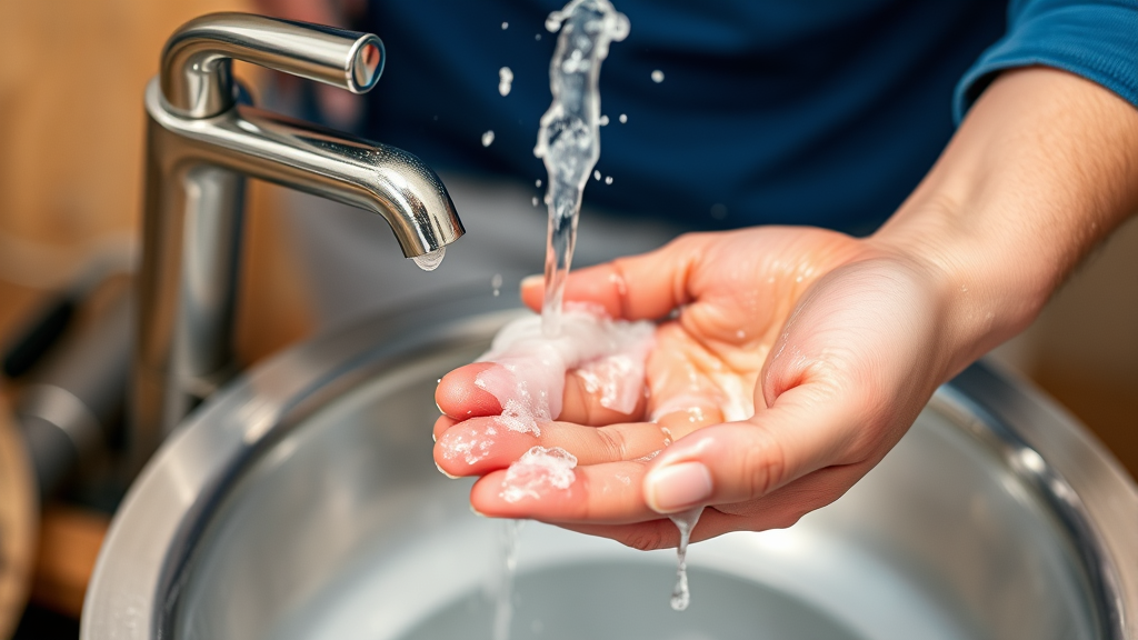 Clean hands washing with soap after pet contact hygiene, no text no words no letters