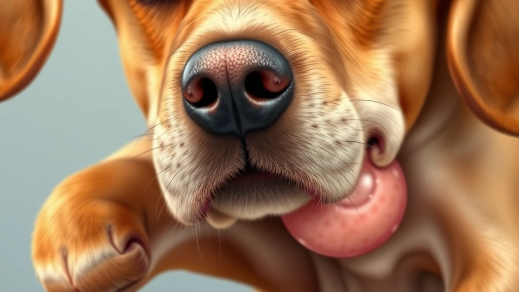 Close-up of female dog in heat with vulvar swelling, veterinary medical illustration style, clinical accuracy