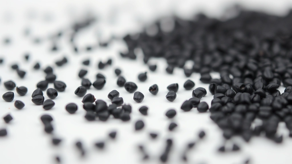 Close-up macro photography of tiny black poppy seeds scattered on white surface with shallow depth of field