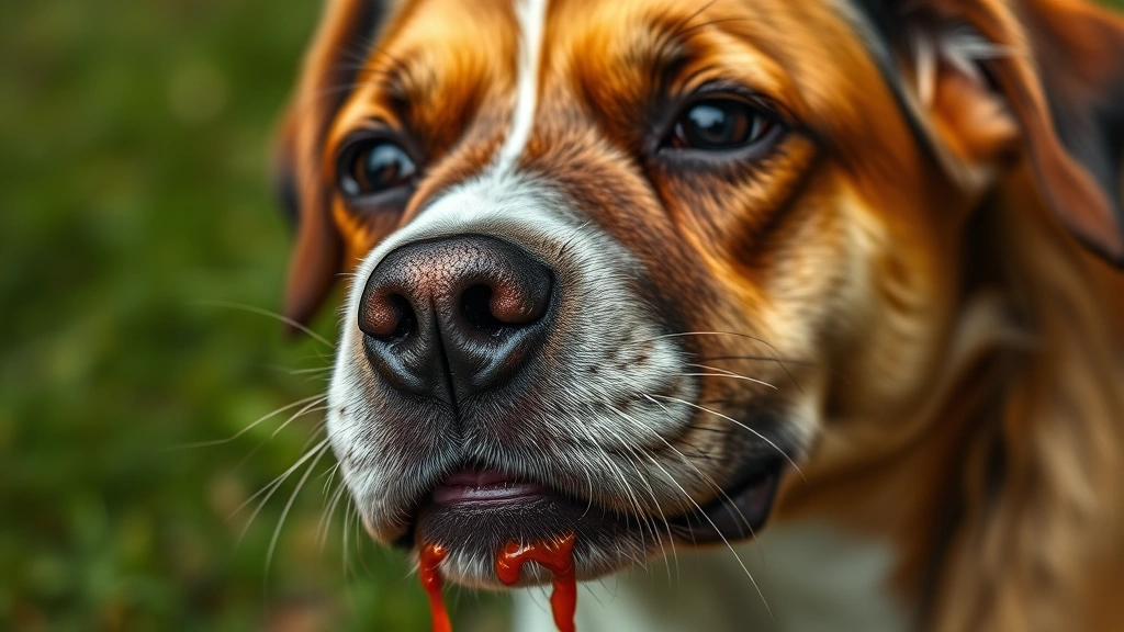 Close-up of a dog's face showing discomfort and drooling after tasting something spicy, realistic emotion captured