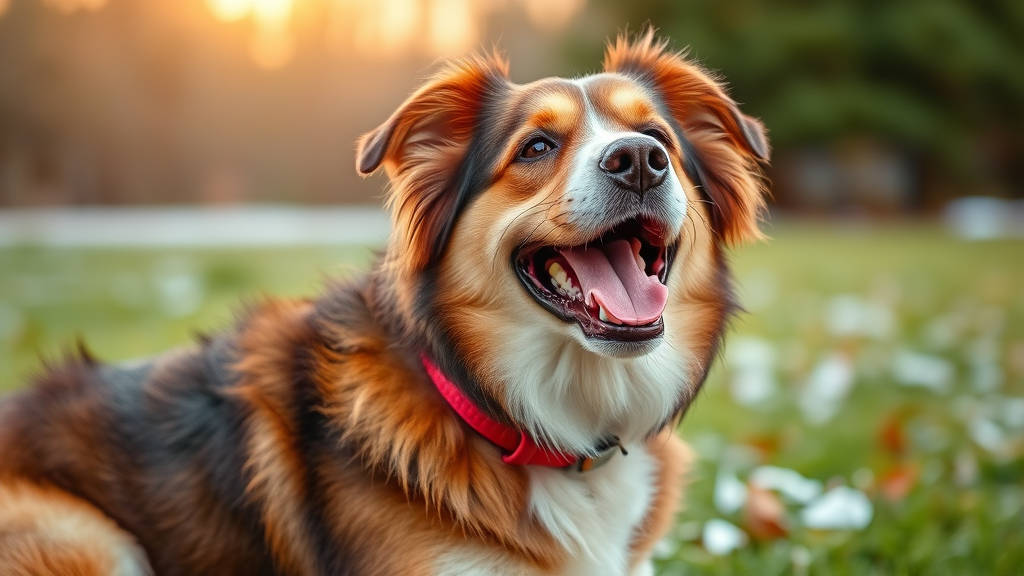 Happy healthy dog after recovery from cold, playing outdoors, wellness, no text no words no letters