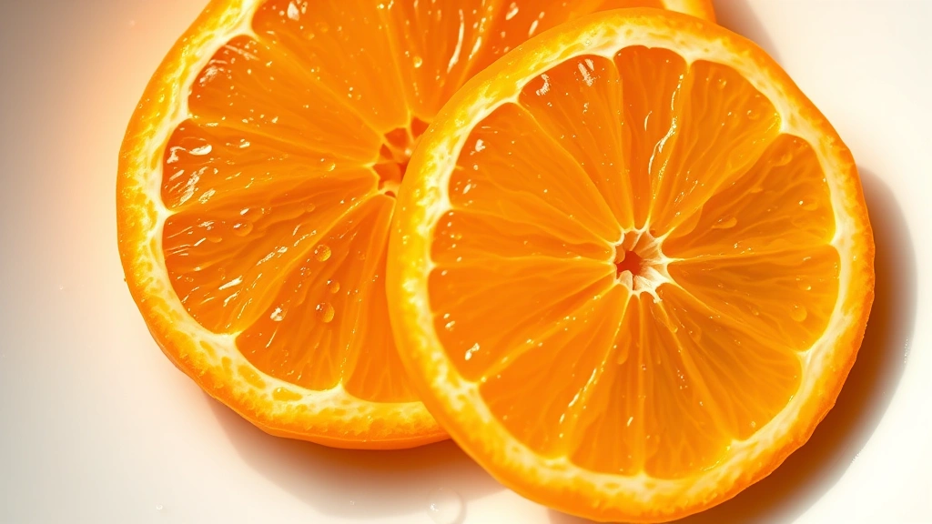 Close-up of fresh mandarin segments on a white ceramic plate with water droplets, bright citrus orange color, natural daylight