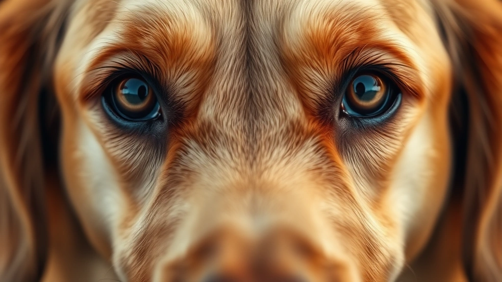 Close-up of a golden retriever's bright, healthy eyes with soft natural lighting, warm and clear expression, no text or numbers