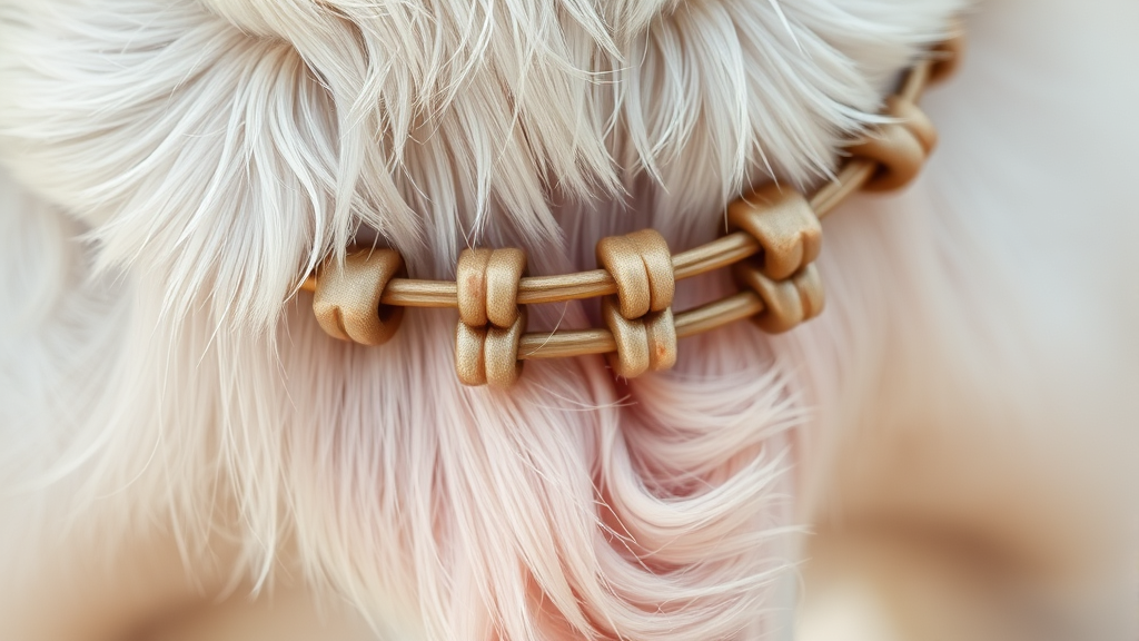 Close up view of dog mammary chain with multiple nipples visible on light colored fur, no text no words no letters