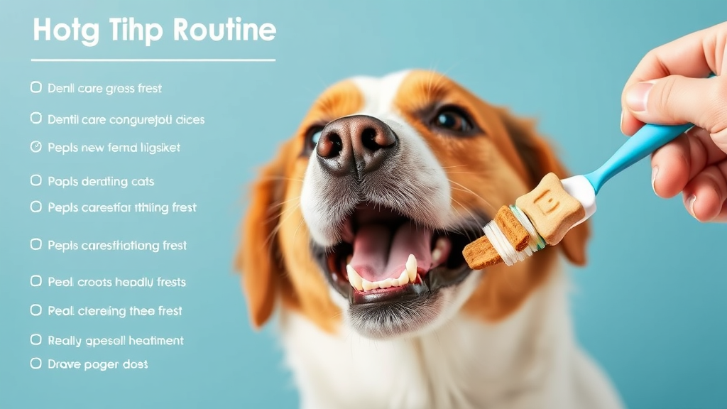 Dog dental care routine showing toothbrush and dental treats, oral hygiene maintenance, no text no words no letters