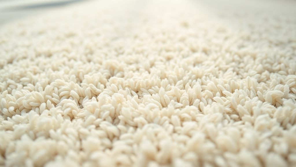 Fresh clean carpet texture close up showing deep pile fibers in natural lighting no text no words no letters