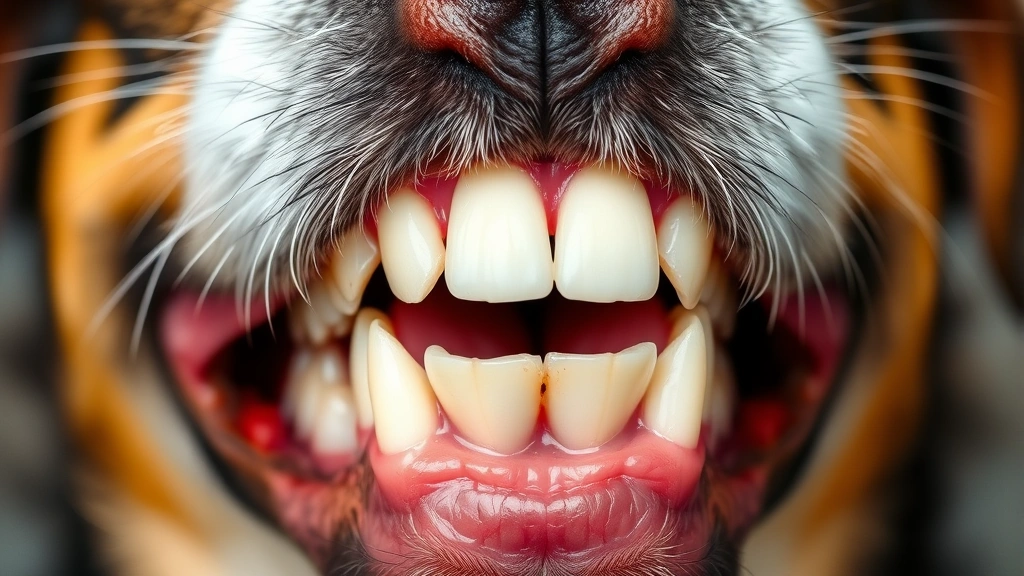 Close-up of a dog's mouth showing healthy pink gums and clean white teeth, photorealistic dental health comparison