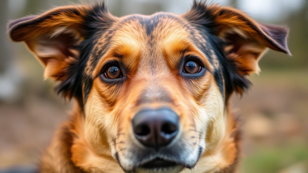 Close-up of a healthy dog's shiny coat and alert expression, showing vibrant fur texture and bright eyes against a blurred natural background