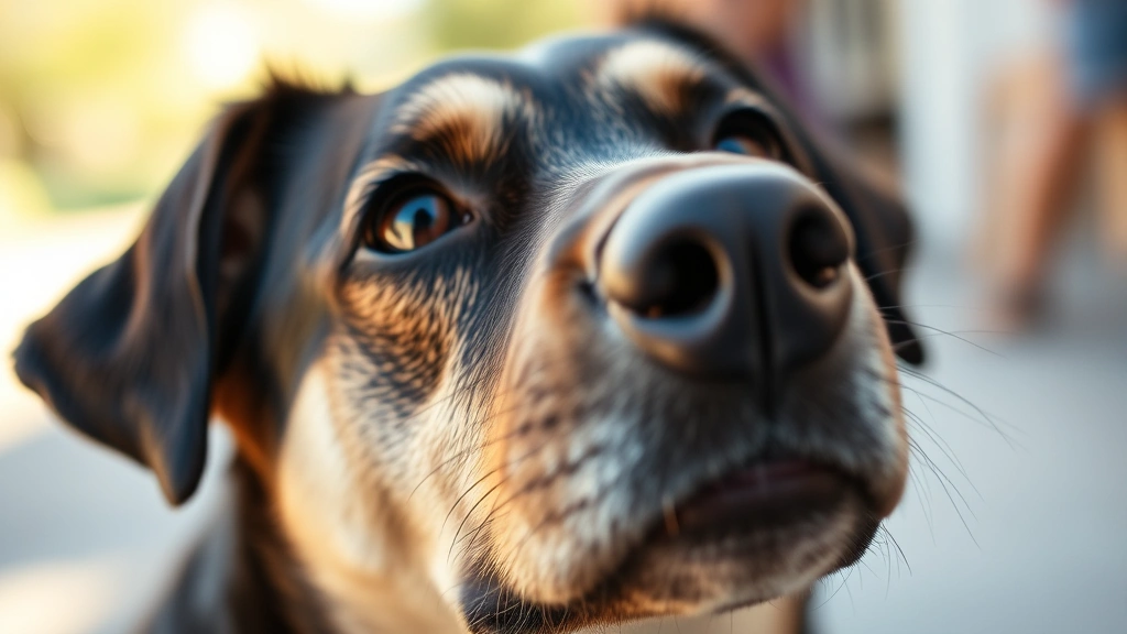 Close-up of a dog's face showing alert, focused expression with perked ears and clear eyes, photorealistic daylight setting
