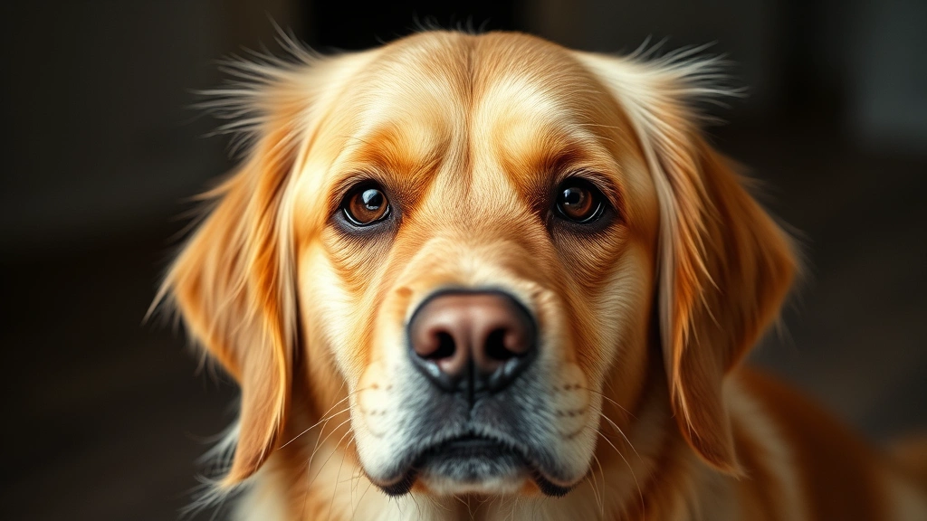 Golden retriever with perfectly timed confused head tilt expression, soft natural lighting, close-up face shot, genuine puzzled look