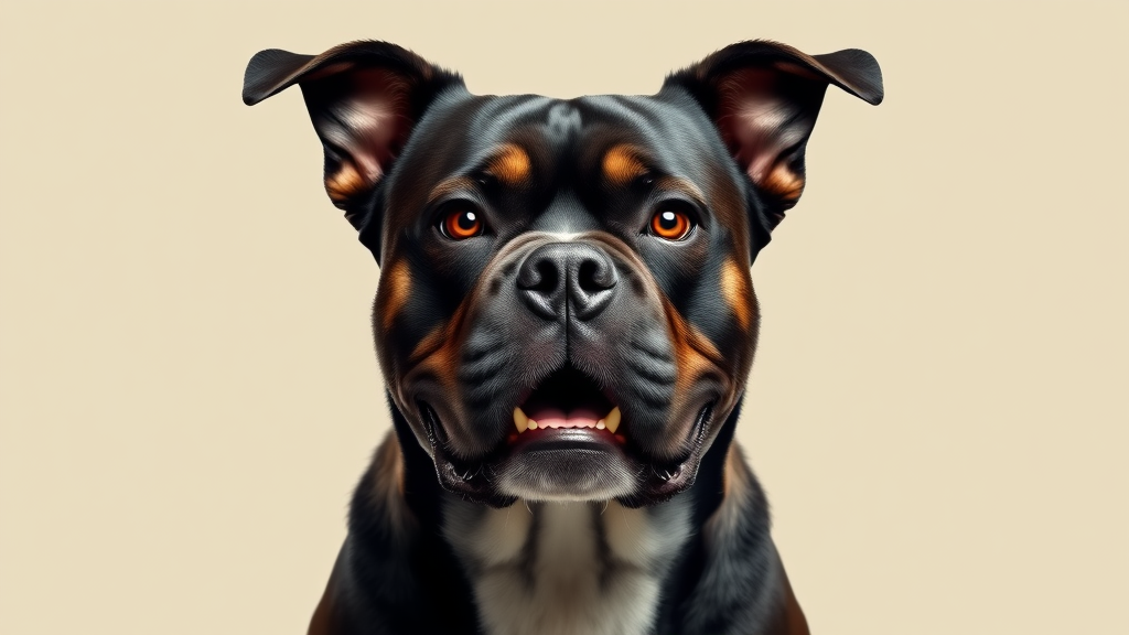 Powerful dog breed showing strong jaw muscles and confident stance, no text no words no letters