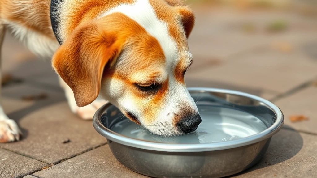 Dog drinking fresh water from bowl, healthy hydration scene