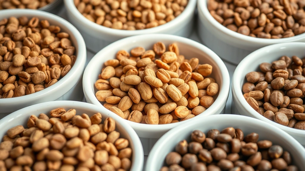 Close-up of different dog food types in bowls, kibble and wet food varieties, natural lighting