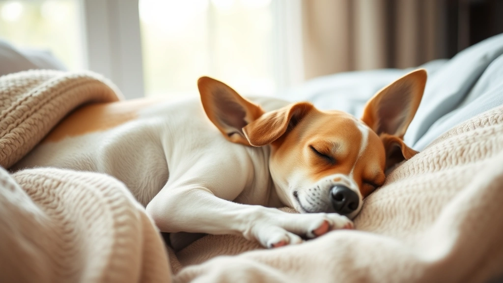 Small dog snuggled against a person's side while both sleep peacefully, intimate bonding moment, soft natural morning light through window, comfortable bedroom setting