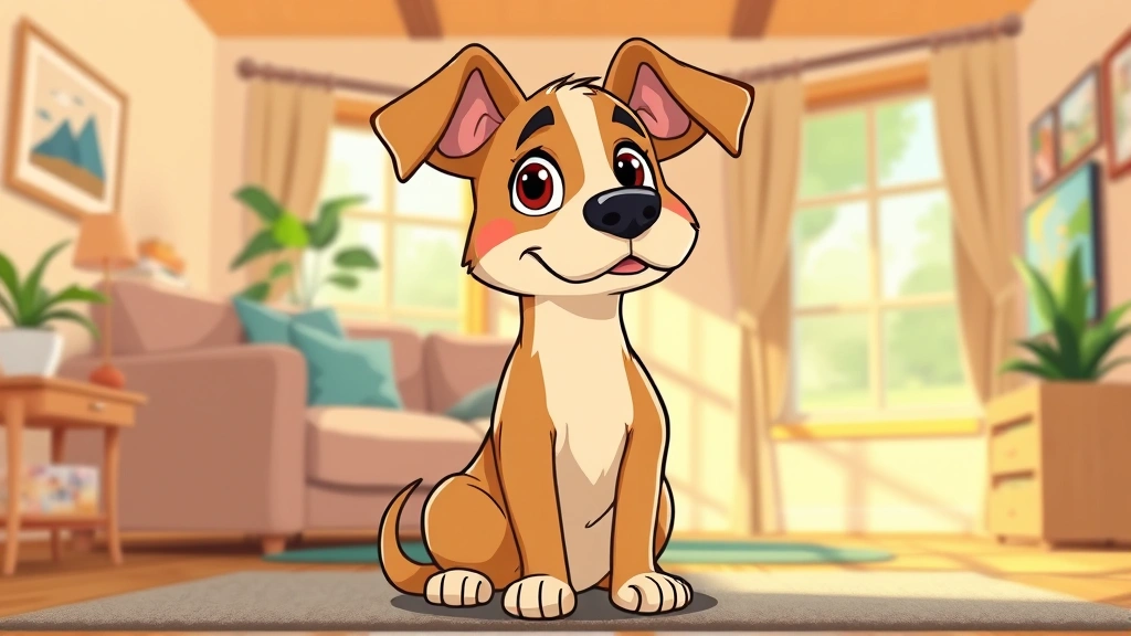 can dogs be autistic - A curious dog with tilted head, sitting peacefully in a sunny living room, looki