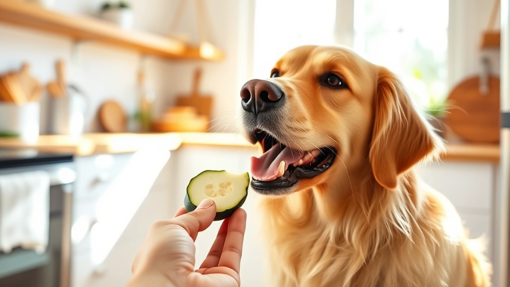 can dogs eat zucchini - A golden retriever happily eating a fresh zucchini slice from a hand in a bright
