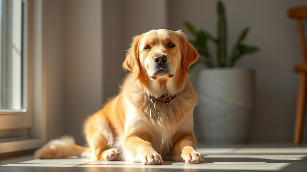 can you give a dog benadryl - A golden retriever sitting calmly in a bright