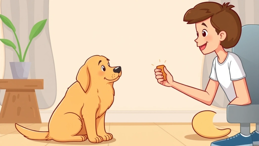 cats & dogs the movie - Cartoon illustration of a happy golden retriever sitting attentively facing a sm
