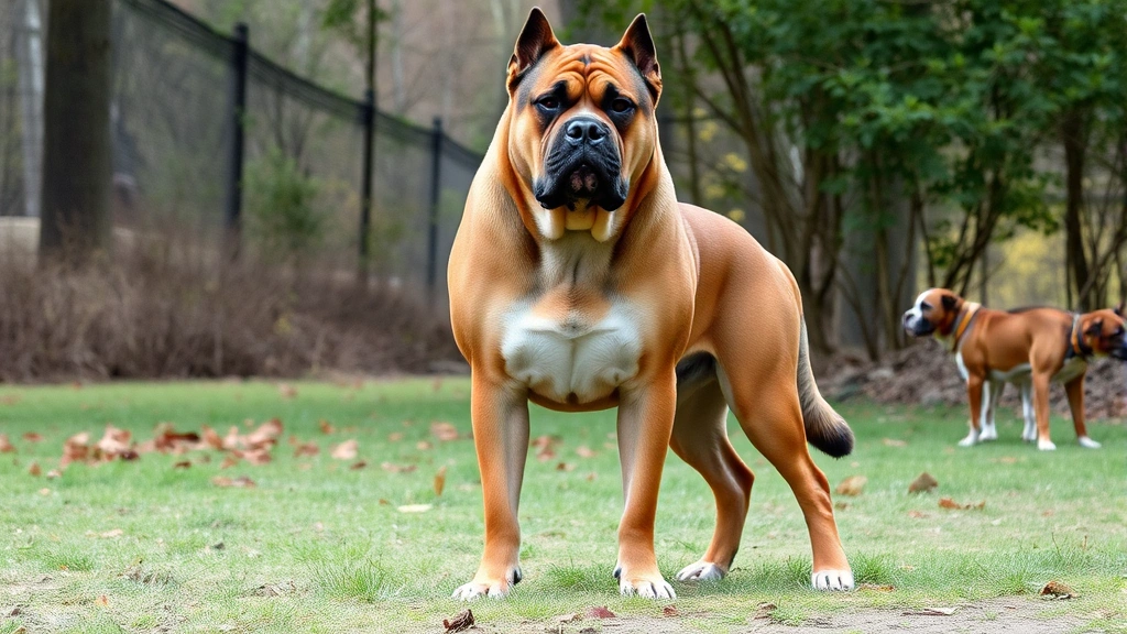 cerberus dog - A large, muscular dog with a confident stance and alert expression, standing in