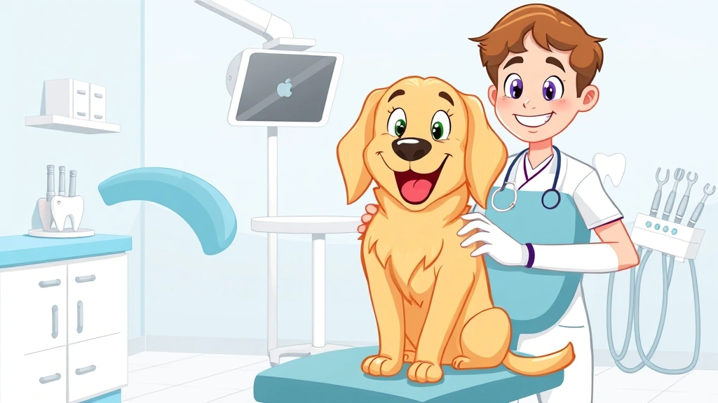 dental wash dogs - cartoon illustration of a happy golden retriever sitting in a veterinary dental