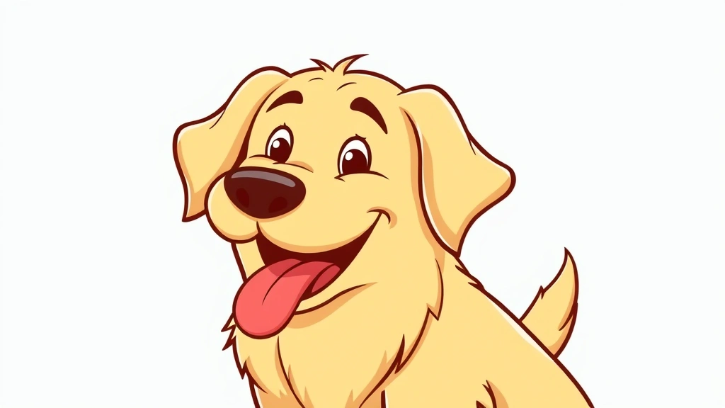 dog bakery near me - Cartoon illustration of a cheerful golden retriever with tongue out