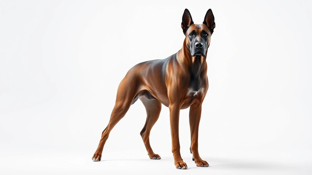 dog bloat - A large dog (Great Dane or German Shepherd) standing calmly in a bright