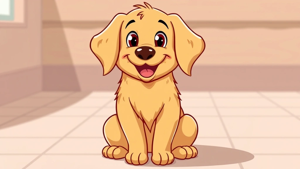dog coloring pages - Cartoon golden retriever sitting happily with a friendly expression