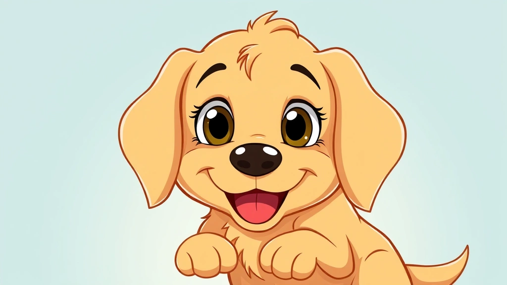dog coloring pages - Cartoon golden retriever puppy with floppy ears and big happy eyes
