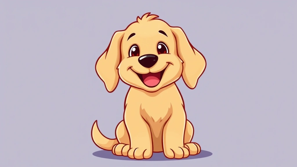 dog coloring pages - Cartoon golden retriever puppy with floppy ears and happy expression