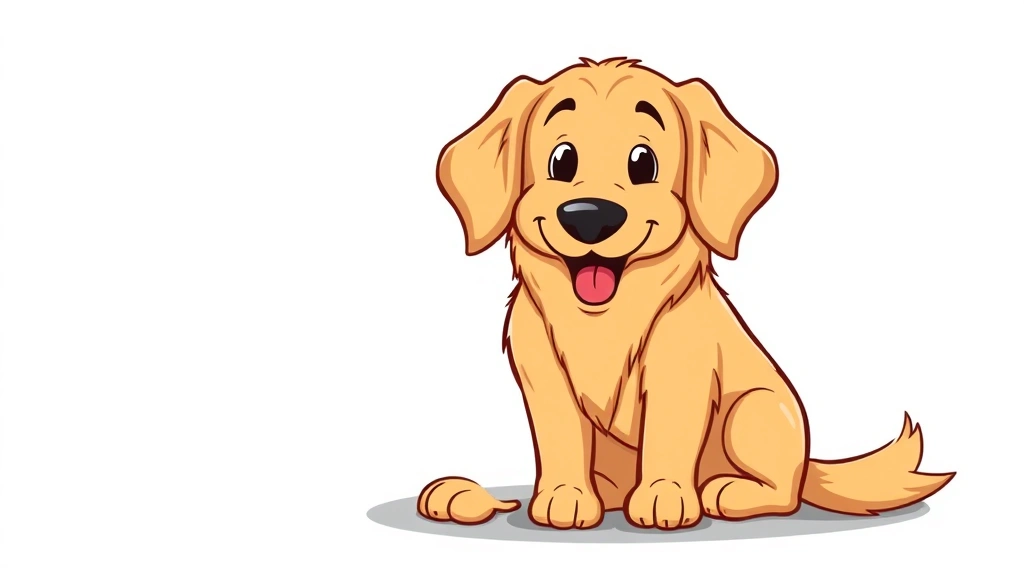 dog coughing and gagging - Cartoon illustration of a healthy golden retriever sitting alert with a clear th