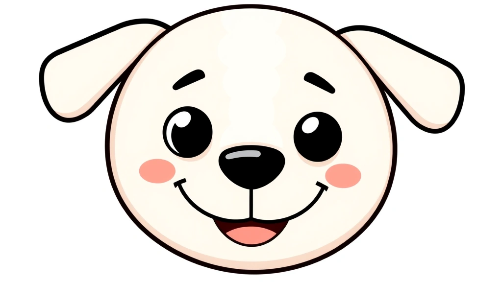 dog drawing easy - Cartoon dog face with simple circular head, triangular ears, and friendly smile,
