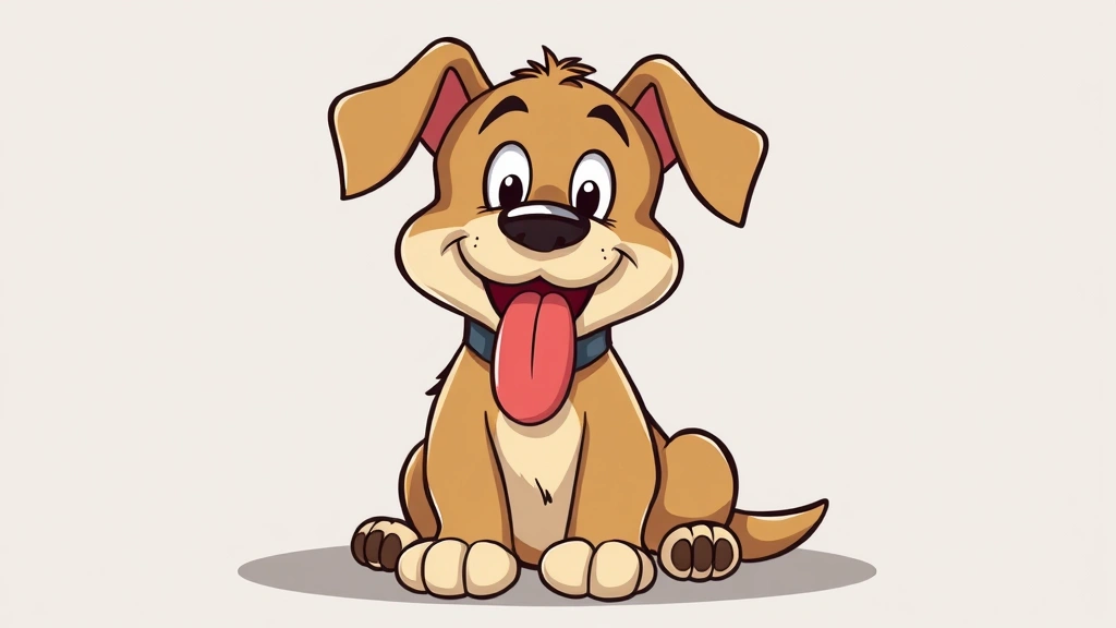 dog drawing easy - Cartoon dog sitting with tongue out, relaxed posture, no text or annotations
