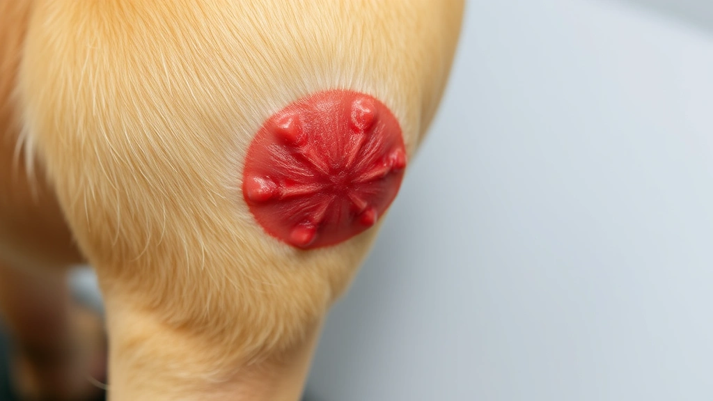 dog hot spot - with a small red irritated patch visible on its hind leg