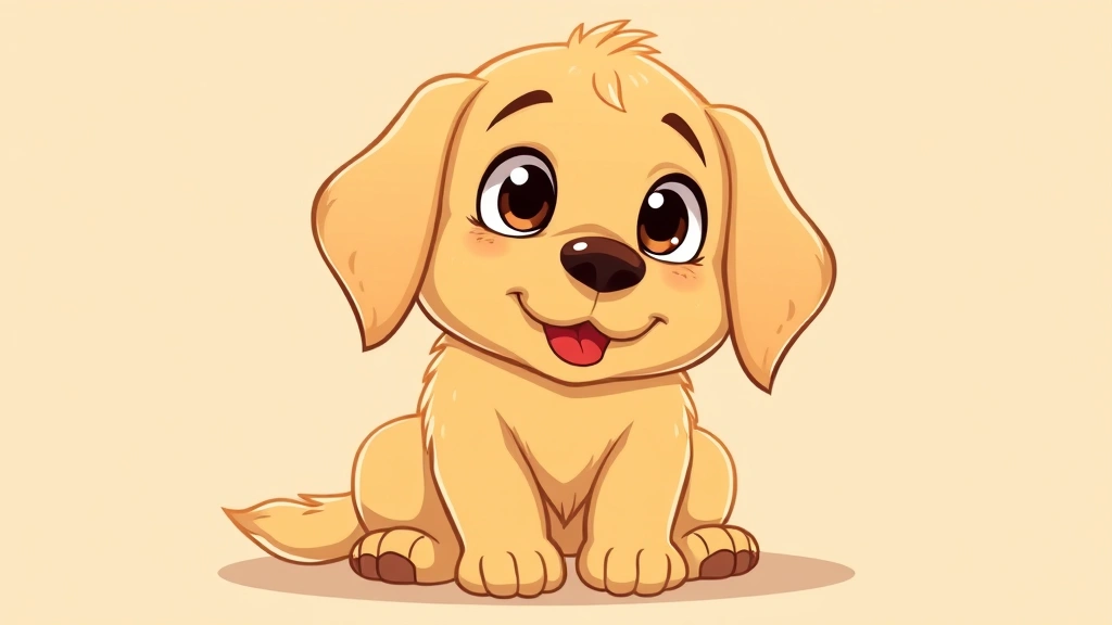 dog looking up meme - Cartoon illustration of a golden retriever with big expressive eyes looking dire