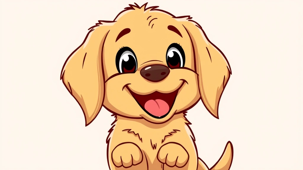 dog names girl - Cartoon illustration of a happy female golden retriever puppy with a playful exp
