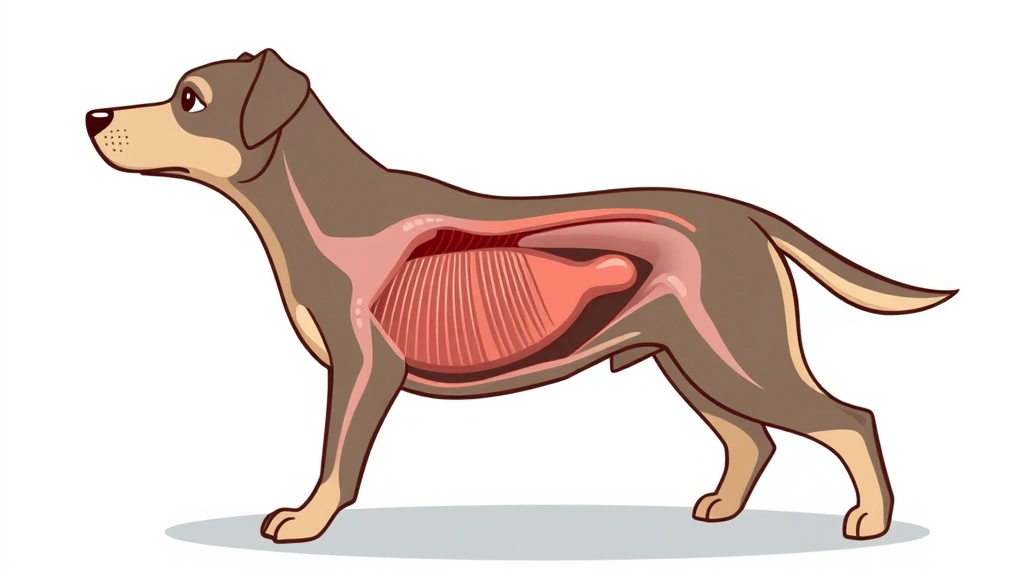dog penis - Cartoon illustration of a male dog's side profile showing internal reproductive