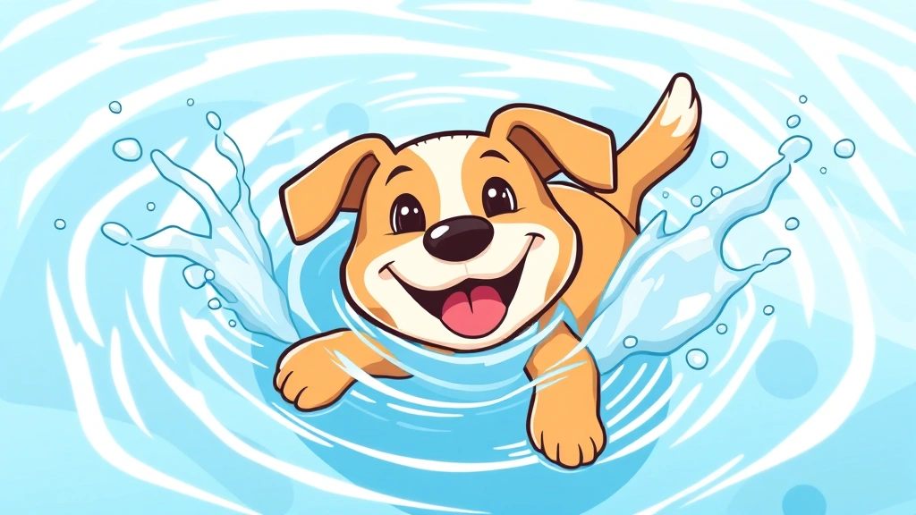 dog run run -
Happy dog swimming in a clear blue pool with spla
