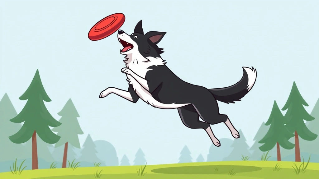 dog run run -
Border Collie catching a frisbee mid-air with tre