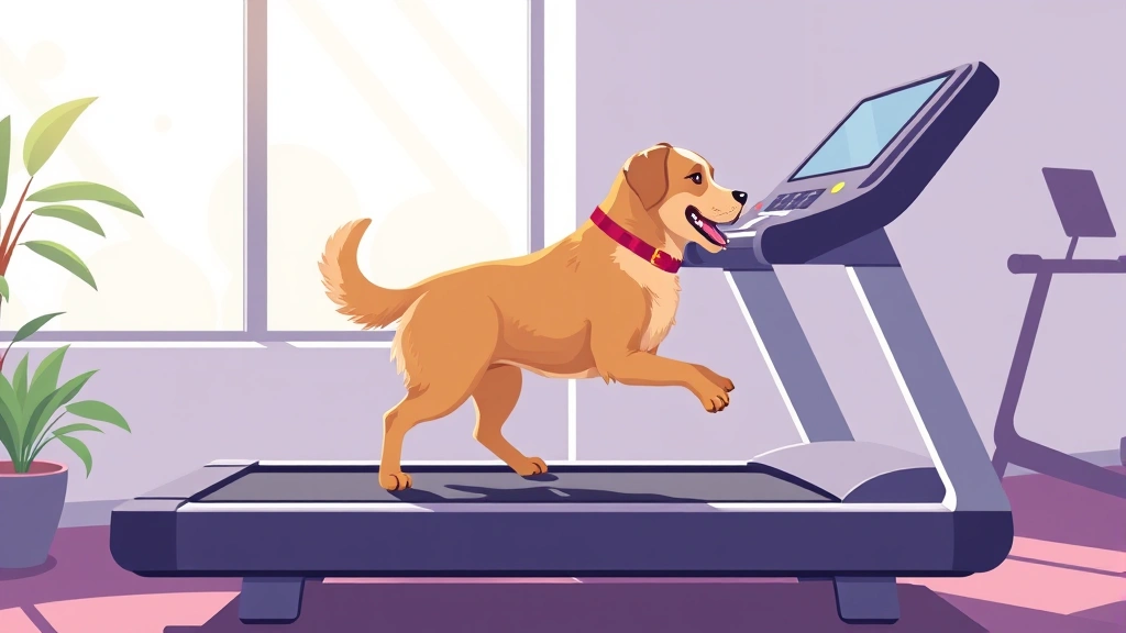 dog run run -
Dog on a treadmill indoors with natural light fro
