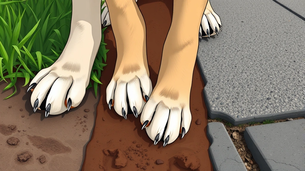 dog running -
Close-up of dog paws on different terrain surface