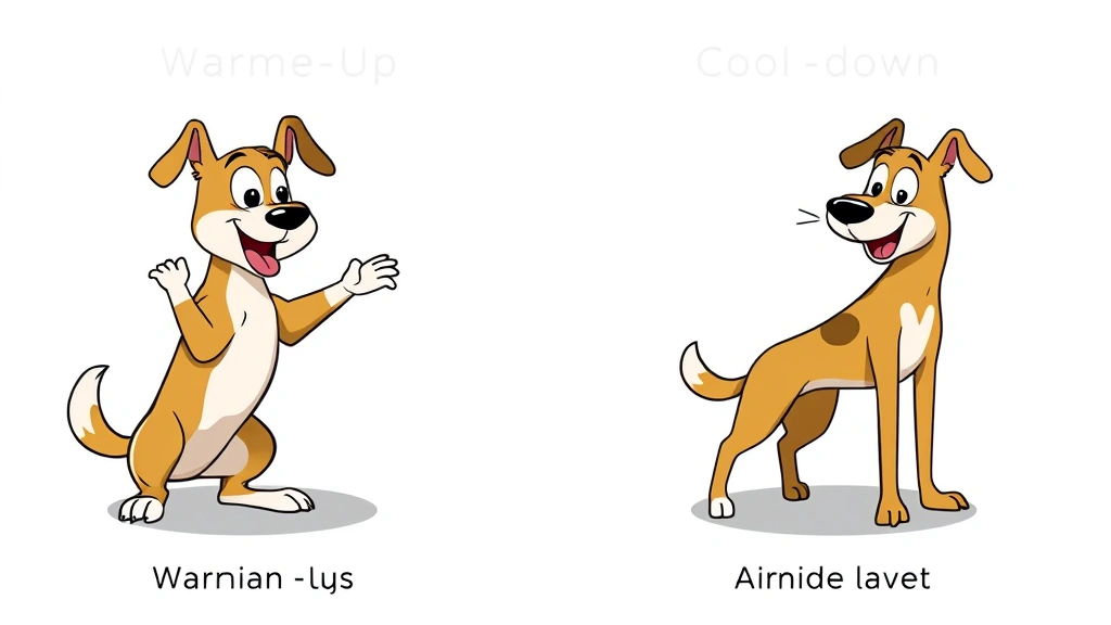 dog running -
Cartoon dog doing warm-up stretches and cool-down