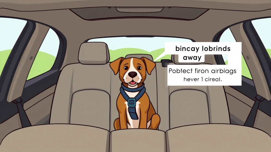 dog seat belt -
Vector cartoon showing a car interior from above with a restrained dog safely p
