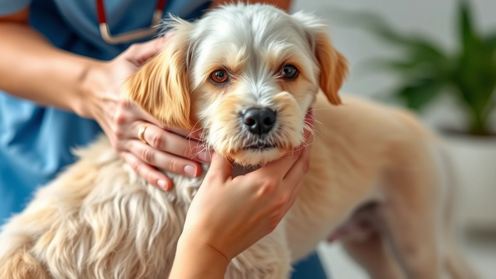 dog skin cancer -
Photorealistic image of a dog owner performing a monthly skin check, hands gent