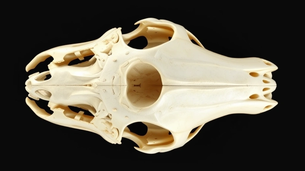 dog skull -
Photorealistic top-down view of complete dog skull showing cranial structure an