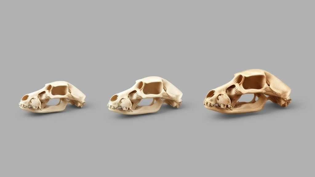 dog skull -
Photorealistic comparison of three different dog skull shapes: small breed

