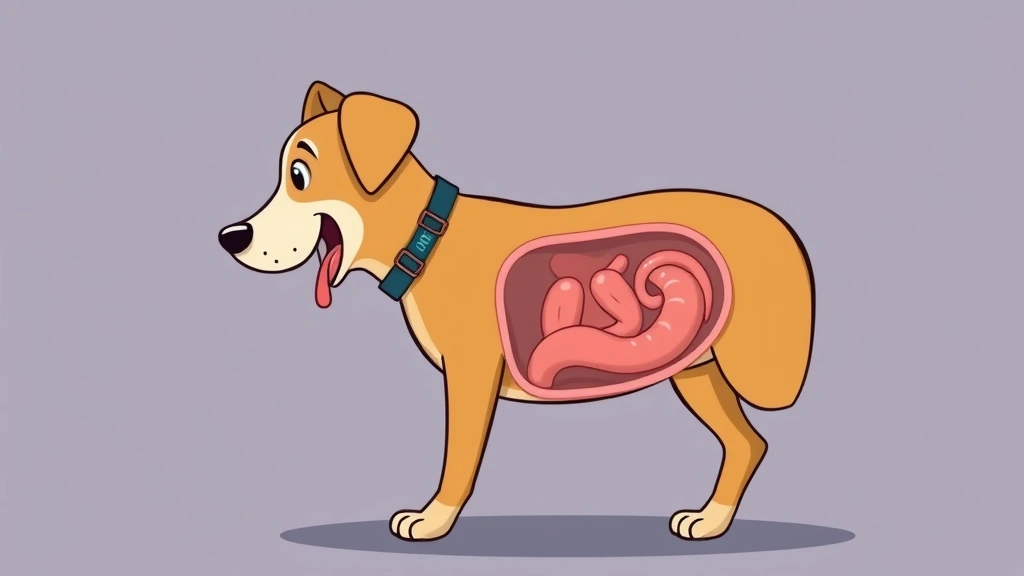 dog spewing yellow - Cartoon illustration of a dog's digestive system showing stomach