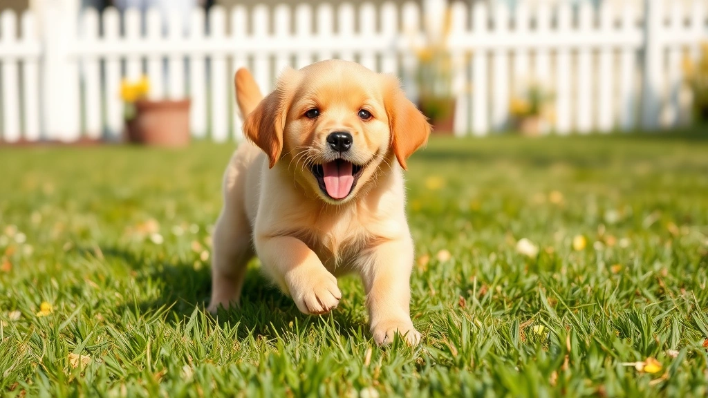 hookworms in dogs - A golden retriever puppy playing happily in a grassy yard on a sunny day