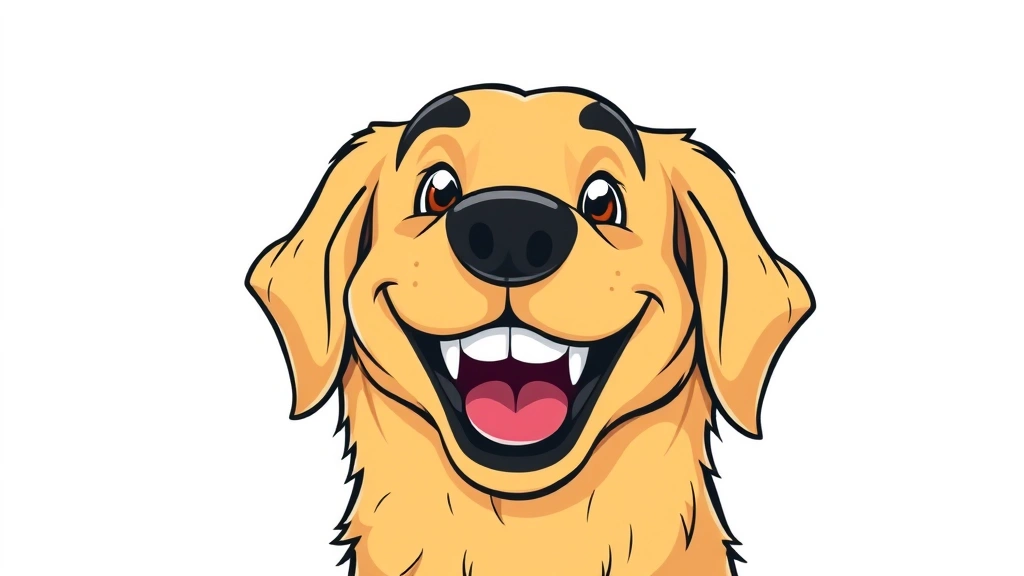 how many teeth do dogs have - Cartoon illustration of a happy golden retriever with a big bright smile showing