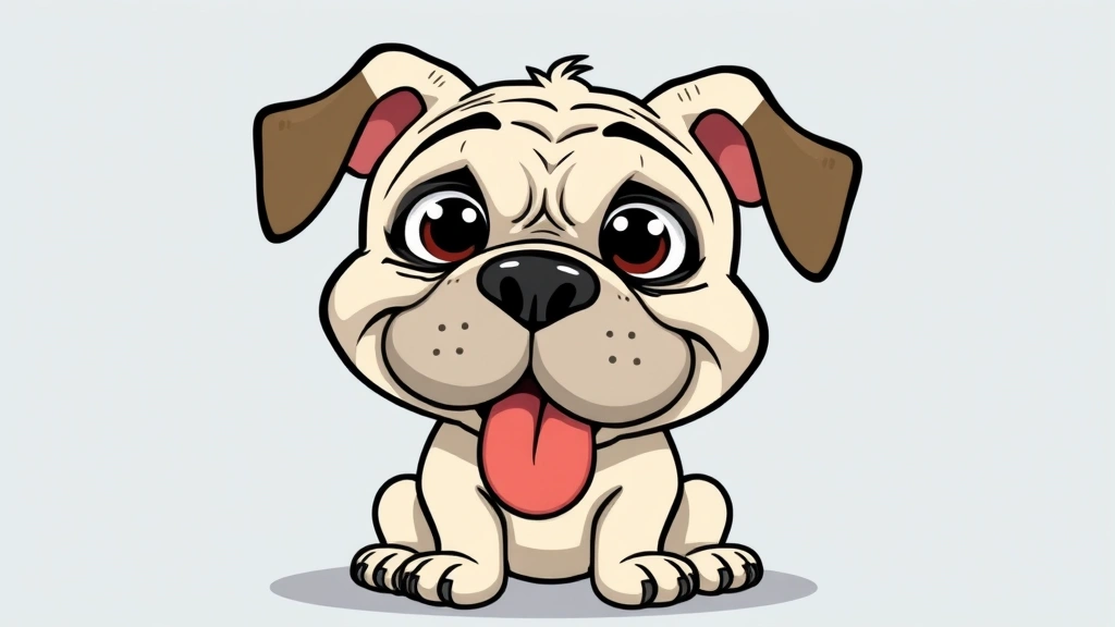 ugliest dog in the world - Cartoon illustration of a wrinkled, flat-faced dog with bulging eyes and a goofy