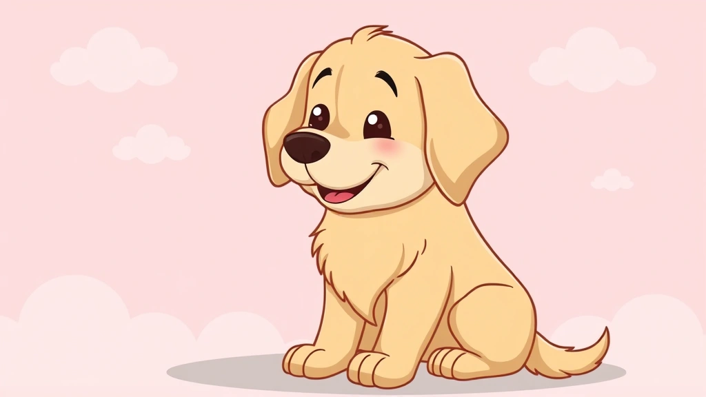 zyrtec for dogs - Cartoon illustration of a happy golden retriever with a gentle smile, sitting ca